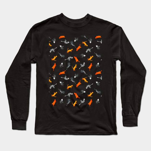 Cats Pattern Long Sleeve T-Shirt by DrawingEggen